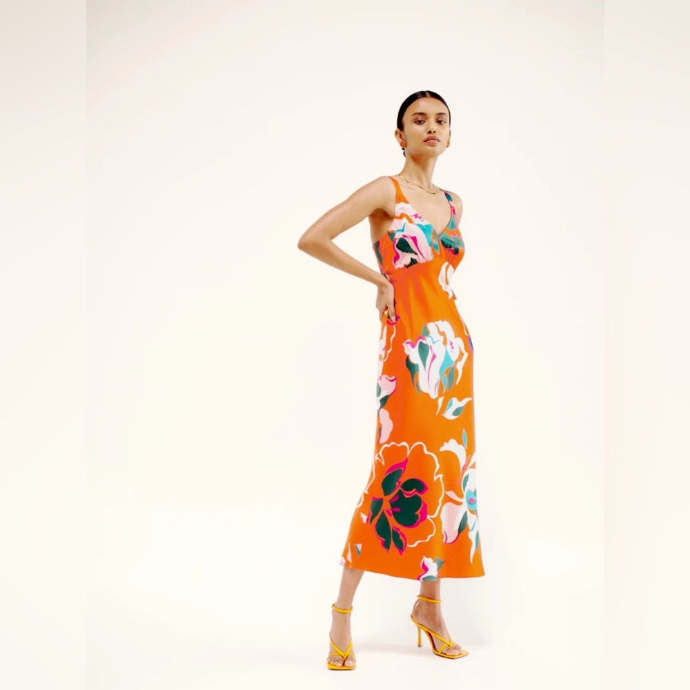Reformation Daytona Silk Dress in Electra *Sold Out*